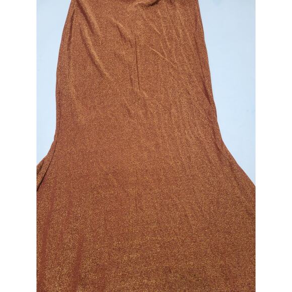 Shein L Burnt Orange Sparkle Glitter Fall Boho Spaghetti Strap Adjustable Dress - Picture 3 of 12